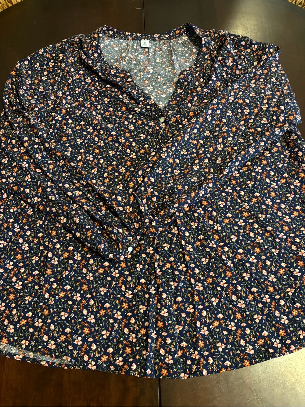 Old Navy Navy Floral Button-Front Tunic